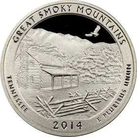 2014-S Silver Great Smoky Mountains National Park Quarter Proof 2014-S Silver Great Smoky Mountains National Parks Quarter Proof
