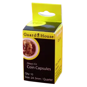 Quarter Dollar (24.3mm) Direct-Fit Coin Capsules - 10 Pack Collecting Supplies - The Coin Shop