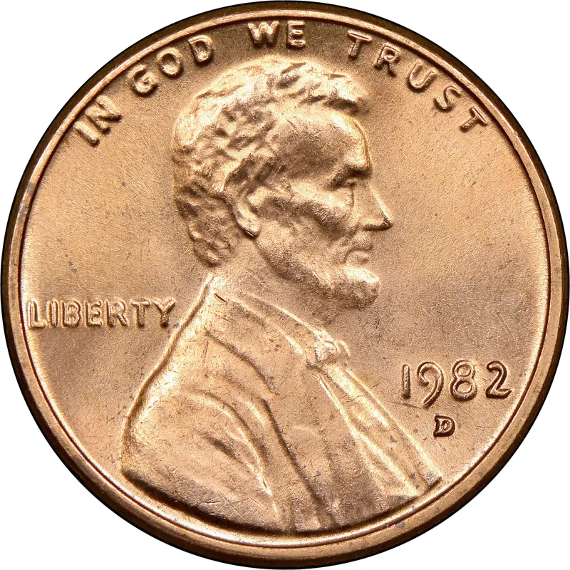 Large Date Copper 1982 D Lincoln Memorial Cent 