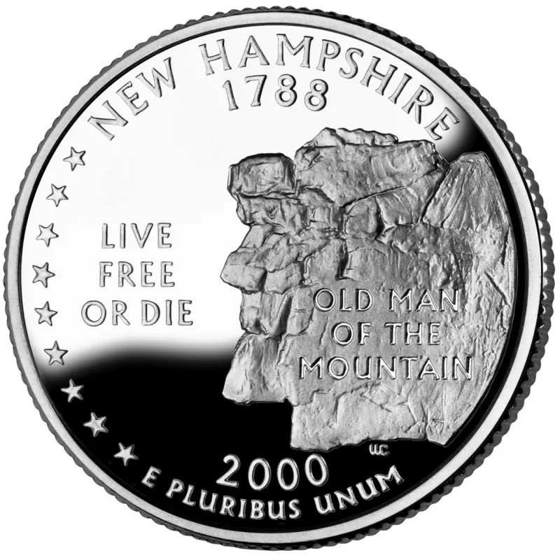 2000S New Hampshire Silver Proof State Quarter Premium Collectible