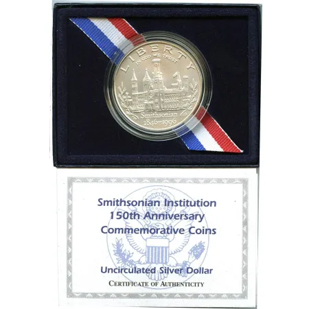 1996-D Smithsonian Institution 150th Anniversary Commemorative Silver Dollar UNCIRCULATED