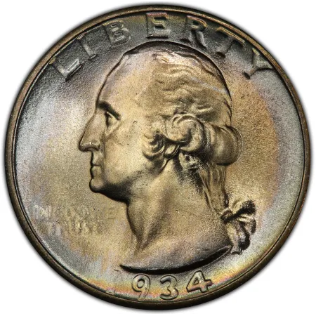 1934-P Light Motto Washington Quarter