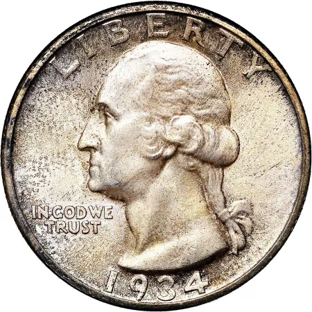 1934-P Heavy Motto Washington Quarter