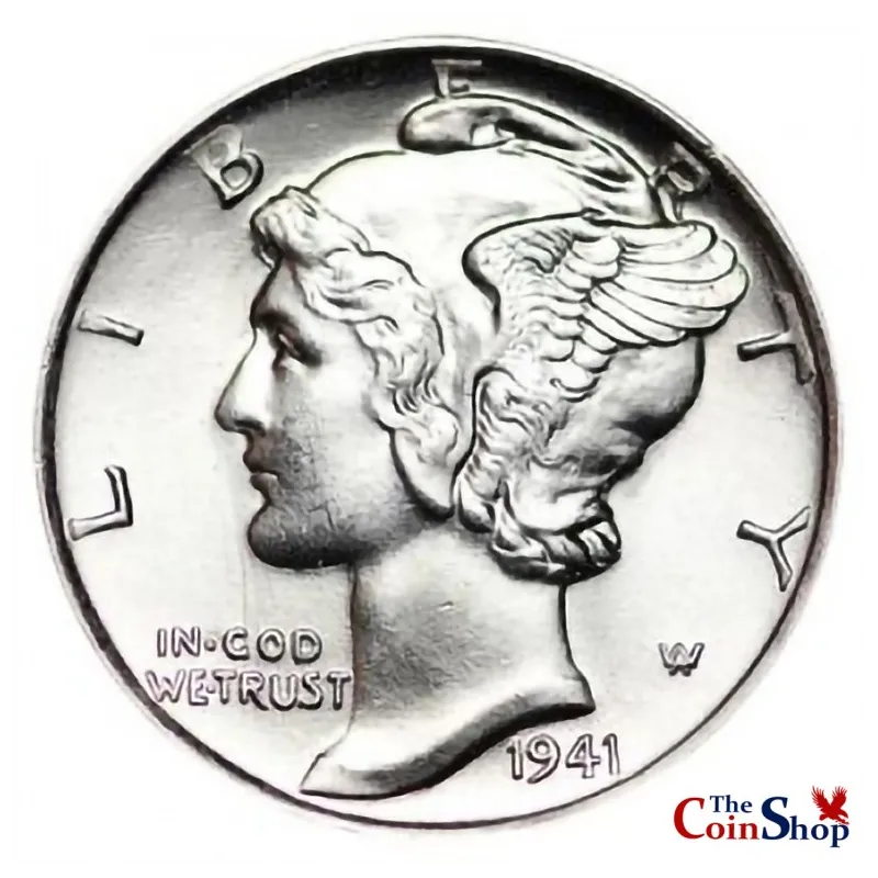 San Francisco Mint AU 1941-S Mercury Dime US 90% Silver Coin 