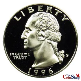 1996-S Silver Proof Washington Quarter 1996-S Silver Washington Quarter